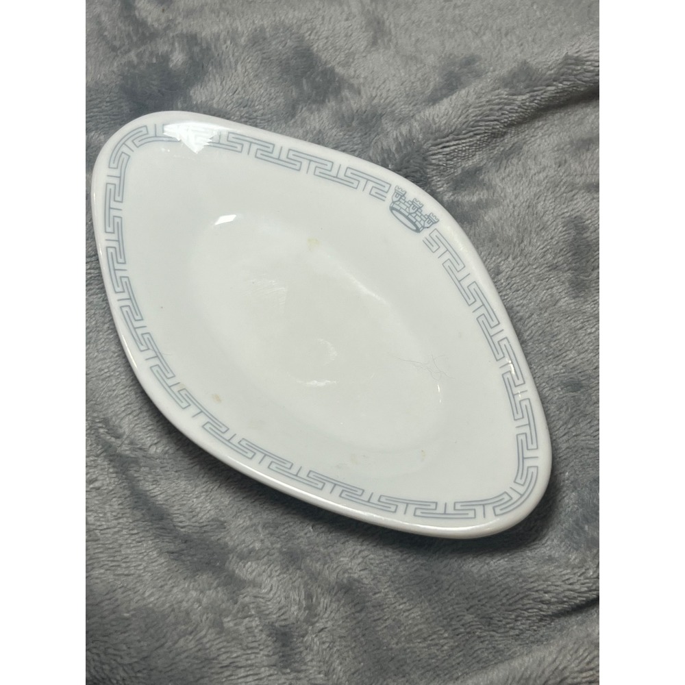 Richard‎ Ginori Oval Dish Italy Blue Greek Key Serving Tray 6.5 Vintage